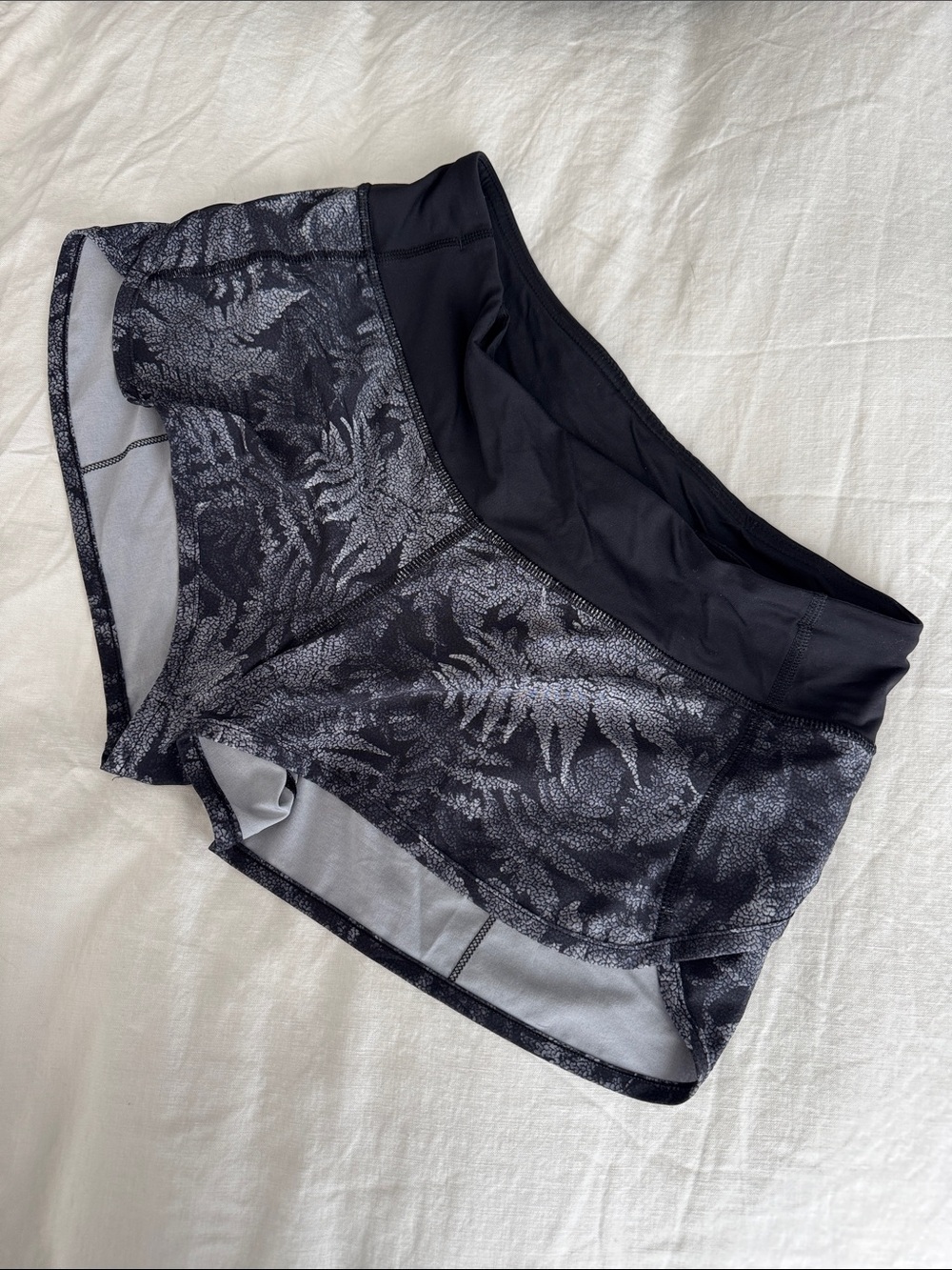 lululemon athletica fast and free Black Botanical Print Athletic Shorts